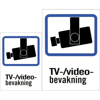 Muovikilpi "TV/Videobevakning", 1xA4 ja 1xA5 pakkauksessa, svenska