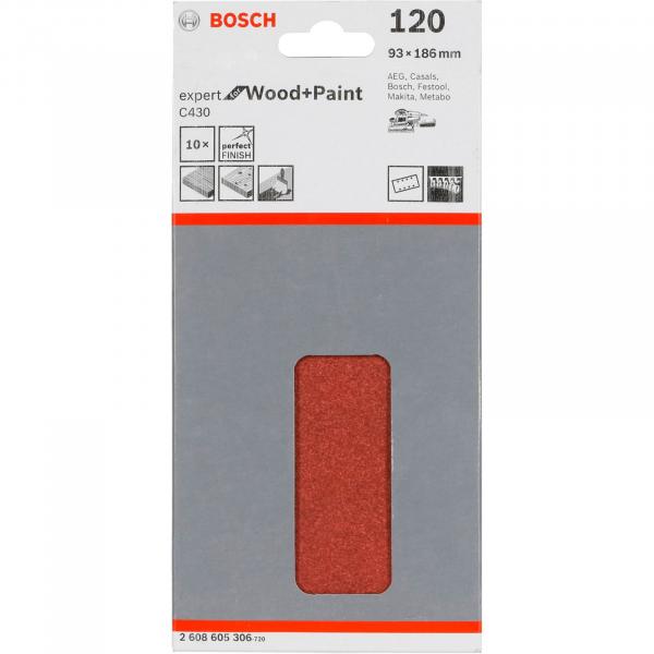 Bosch Sanding Pad C 430 Wood + Lacquer 93x186MM Grit 120 10 pcs